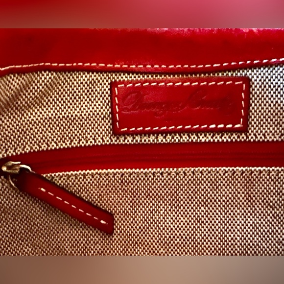 Dooney & Bourke Lucy Red Leather & Check Canvas Shoulder Bag EUC NO CALLOUTS - Picture 7 of 15
